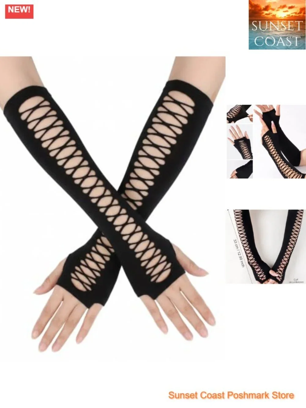 Fishnet Fingerless Gloves Arm Sleeves Y2K Grunge Punk Halloween
